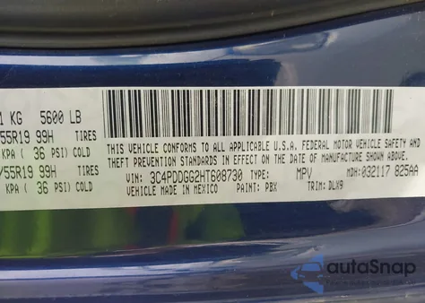 2017 Dodge Journey Crossroad Plus Awd z USA, uszkodzony, nr VIN 3C4PDDGG2HT608730